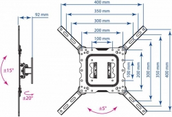 Кронштейн для телевизора Kromax DIX-16 черный 22 -55 макс.30кг настенный поворот и наклон