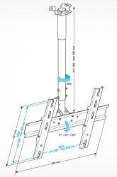 Кронштейн для телевизора Holder PR-101-W белый 32 -65 макс.60кг потолочный фиксированный