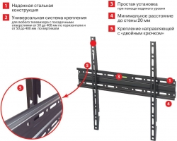 Кронштейн для телевизора Arm Media PLASMA-3 new черный 22-65 макс.55кг настенный фиксированный