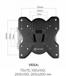 Кронштейн для телевизора Onkron M3S черный 17-43 макс.35кг настенный поворот и наклон