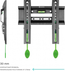 Кронштейн для телевизора Onkron FM1 черный 17-43 макс.30кг настенный фиксированный
