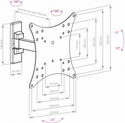 Кронштейн для телевизора Arm Media MARS-03 черный 20-43 макс.20кг настенный поворот и наклон