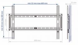 Кронштейн для телевизора Kromax IDEAL-1 черный 32 -90 макс.55кг настенный фиксированный