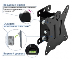 Кронштейн для телевизора Kromax CASPER-101 черный 10 -26 макс.15кг настенный наклон