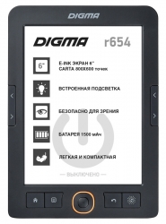 Электронная книга Digma R654 6 E-Ink Carta 800x600 600MHz/4Gb/microSDHC/подсветка дисплея графит