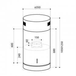 Вытяжка каминная Lex Tubo Isola 350 INOX нержавеющая сталь