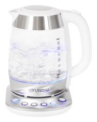 Чайник электрический Hyundai HYK-G4033 1.7л. 2200Вт белый/серебристый (корпус: стекло)