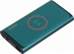 Мобильный аккумулятор Digma DGPQ10G 10000mAh 3A QC PD 20W 1xUSB беспроводная зарядка зеленый (DGPQ10G22CGN)