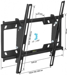 Кронштейн для телевизора Holder T3626-B черный 22 -47 макс.25кг настенный наклон