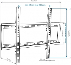 Кронштейн для телевизора Arm Media STEEL-3 new черный 22 -65 макс.50кг настенный фиксированный